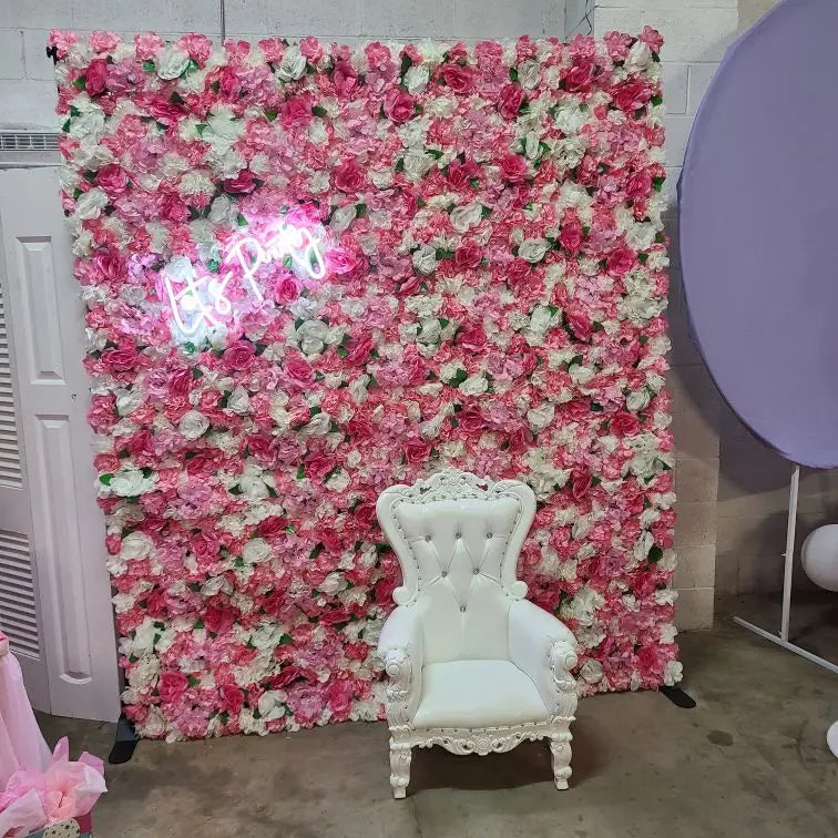 Pink Silk Rose Flower Wall Artificial Flower Backdrop Decor.