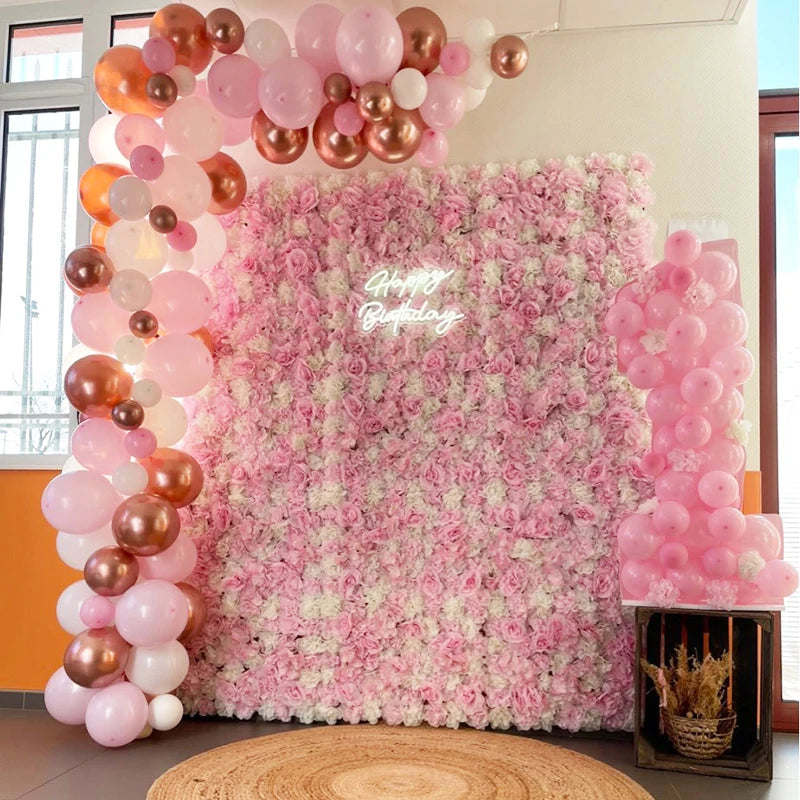 Pink Silk Rose Flower Wall Artificial Flower Backdrop Decor.