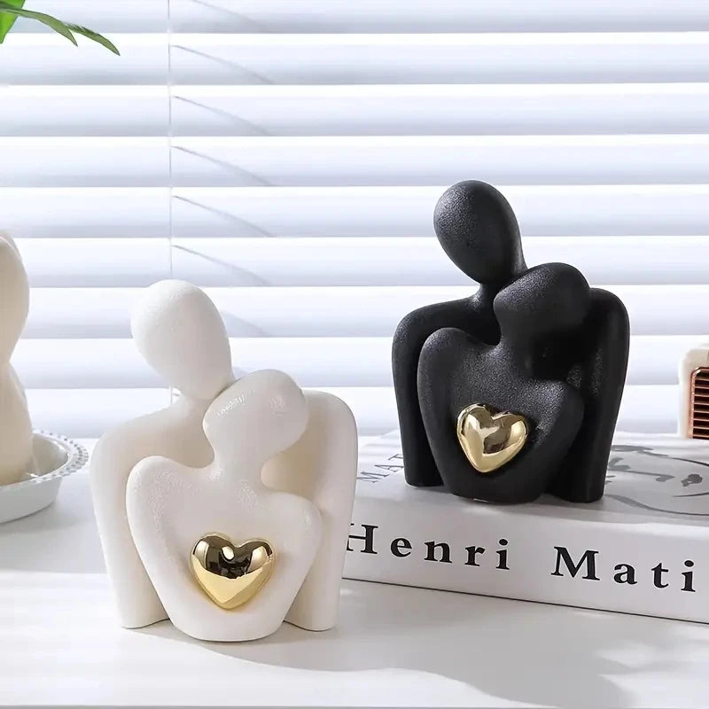 Romantic Love Embrace Statue Ornament Couple Set Valentine's Day Gift.