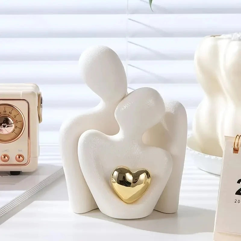 Romantic Love Embrace Statue Ornament Couple Set Valentine's Day Gift.