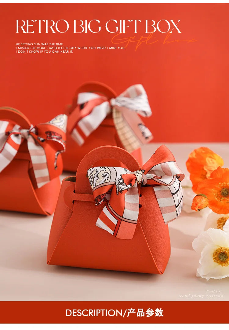 Große Geschenktüte aus Leder mit Schal für Hochzeitsfeiern, 10-teilige Geschenkverpackung.