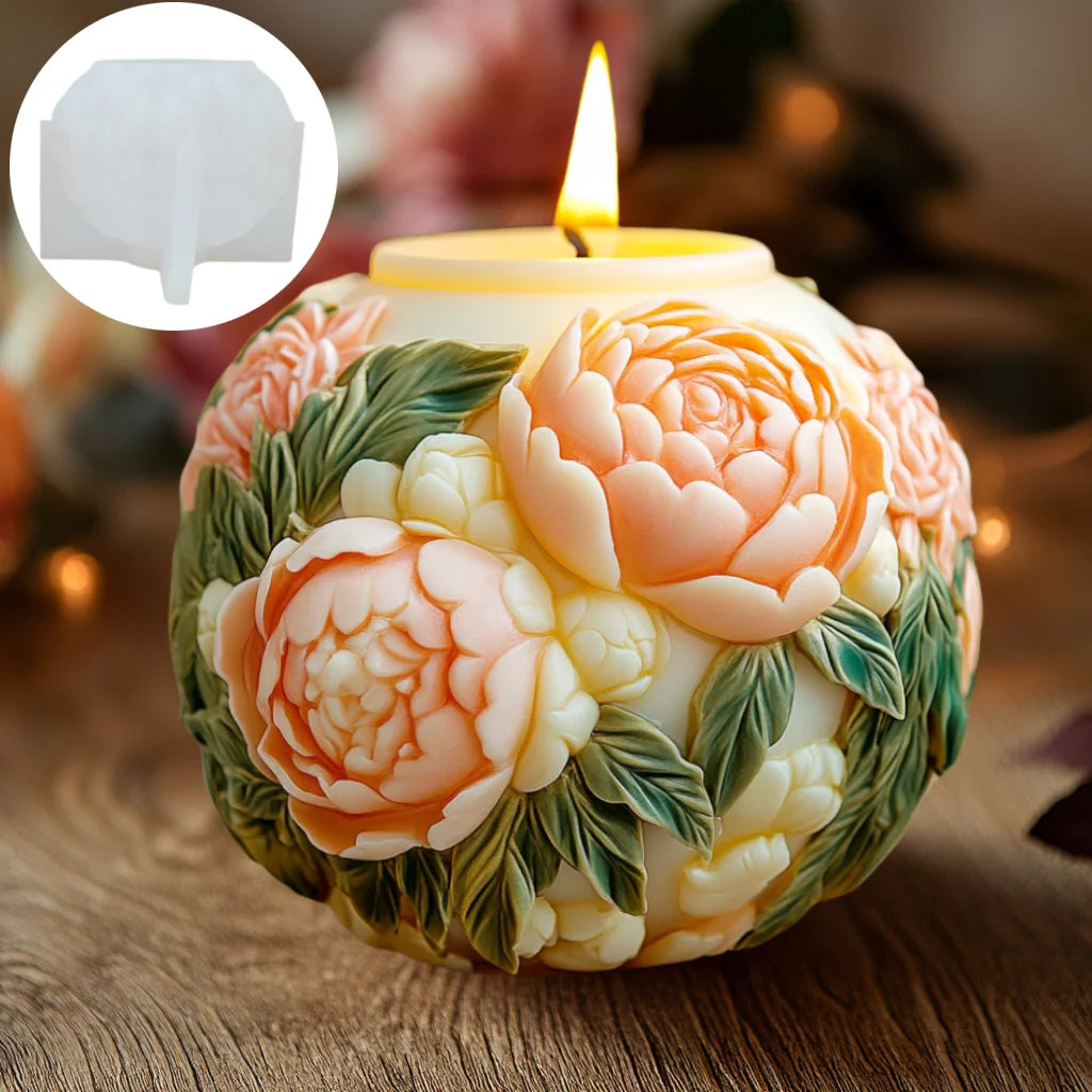 Große Pfingstrosenblumenkugel-Rosenkerzen-Silikonform