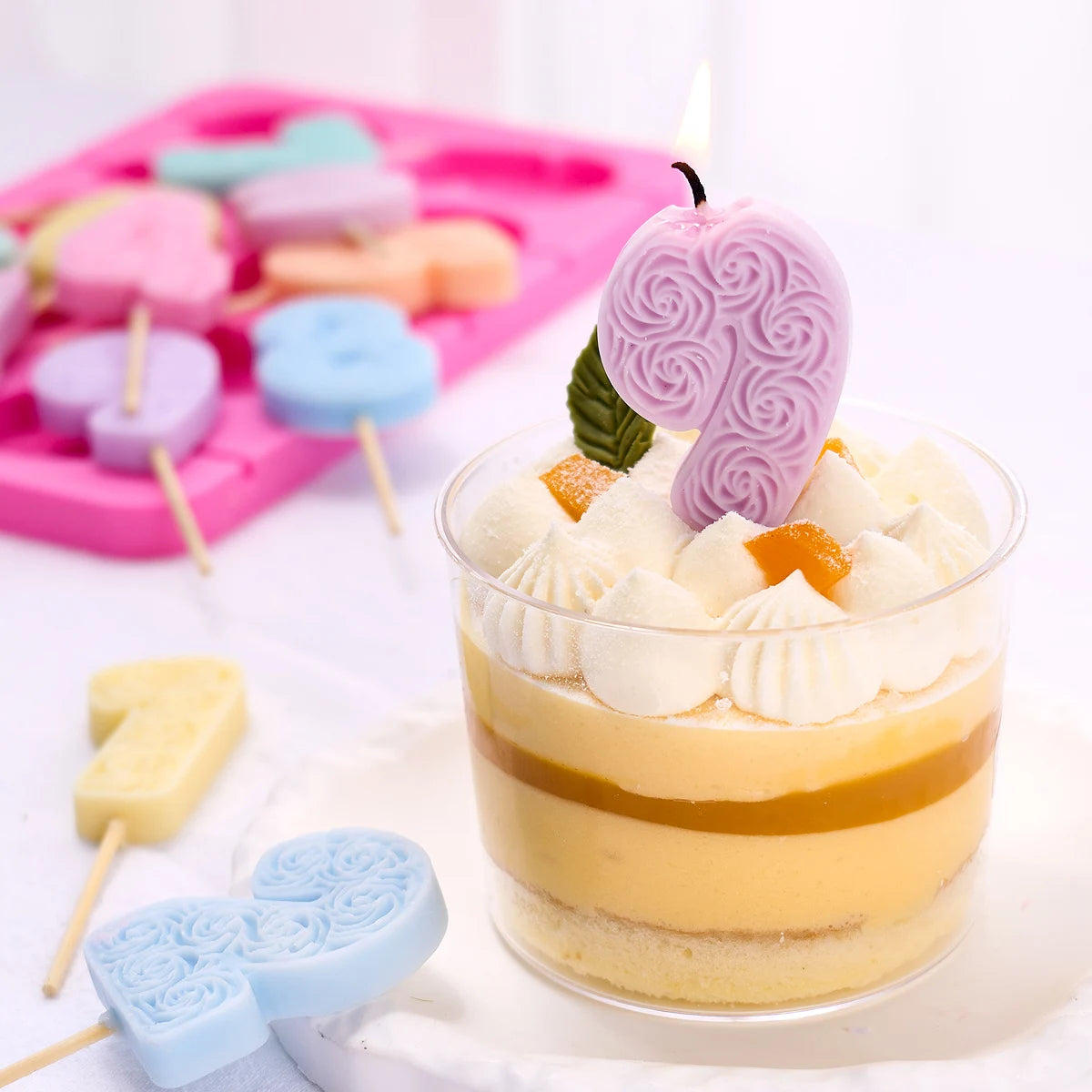 Handmade Rose Number Scented Candles Molds Making Supplies