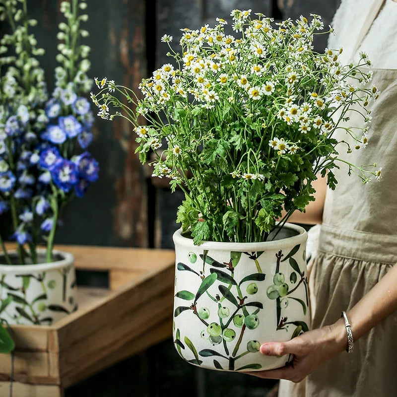 Grape flower pots ceramics indoor and outdoor pastoral style.