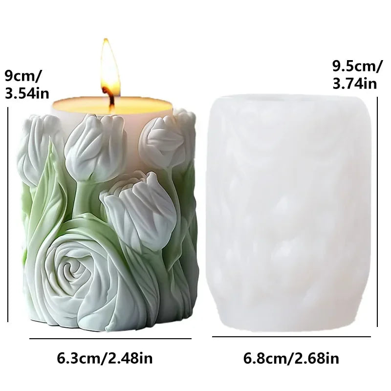 Silikonform Blume Lavendel Gips zylindrische Kerzenherstellung