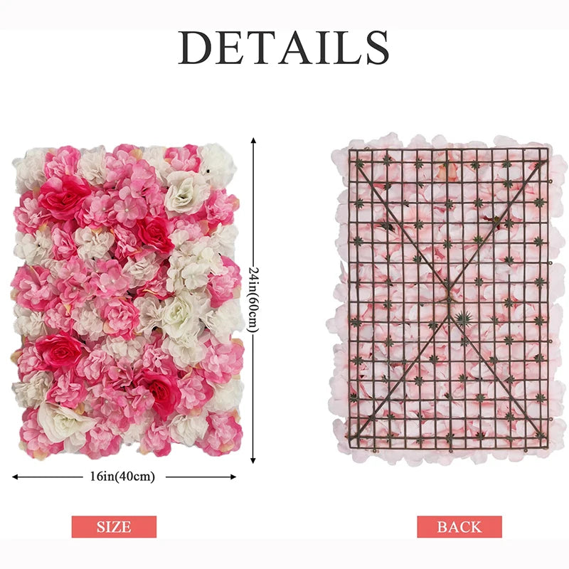 Pink Silk Rose Flower Wall Artificial Flower Backdrop Decor.