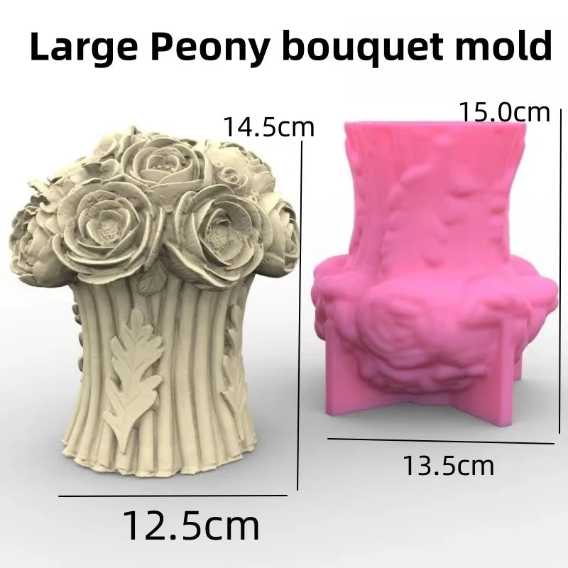 Große Pfingstrosenblütenkerzen-Silikonform 3D