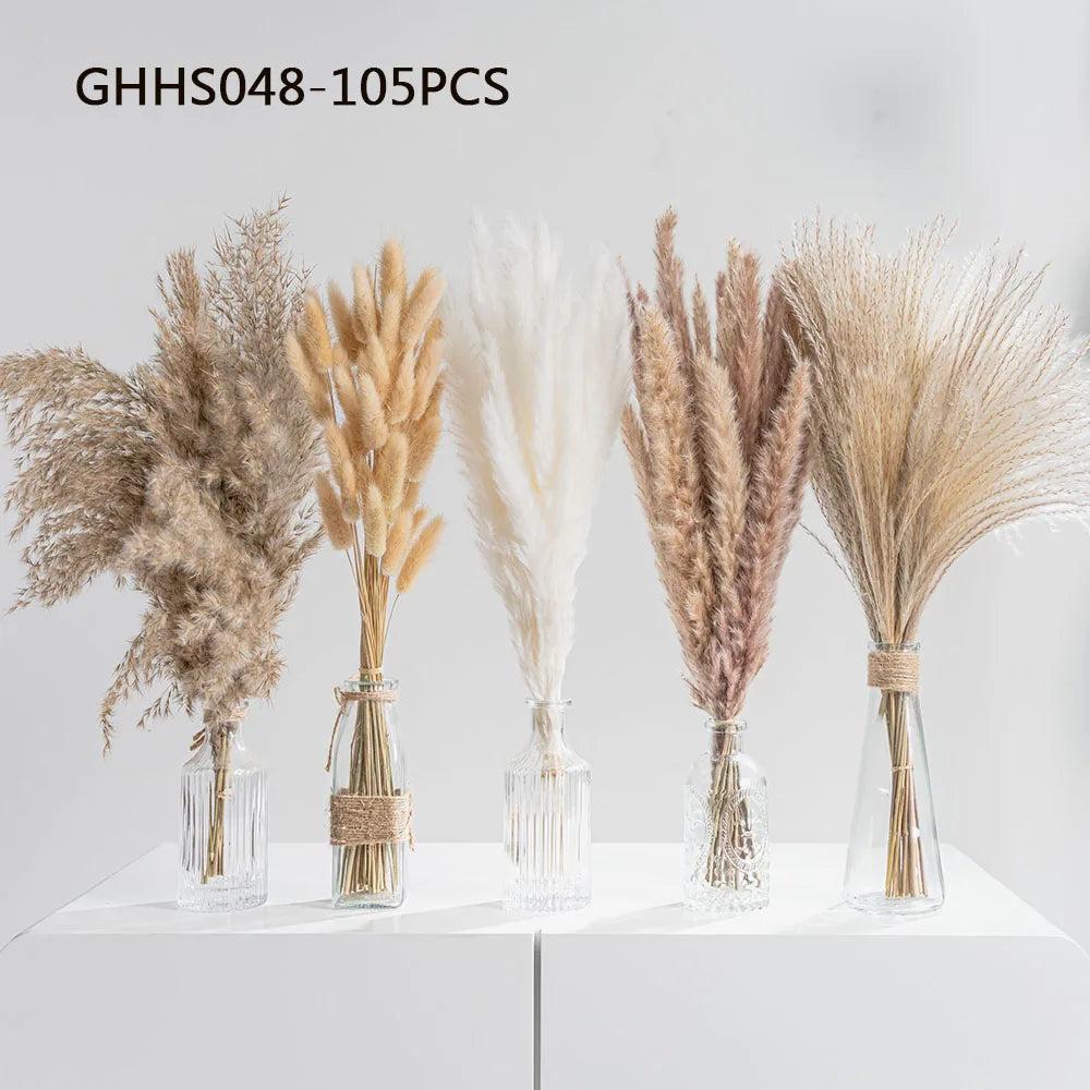 Fluffy Pampas Bunny Tail Grass Dried Artificial Flowers 120pcs