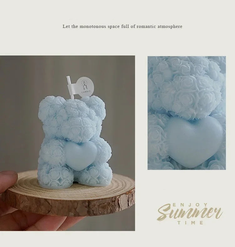 Candela Orso Romantica e Carina, Cera di Soia, Aromaterapia, Piccola, Profumata