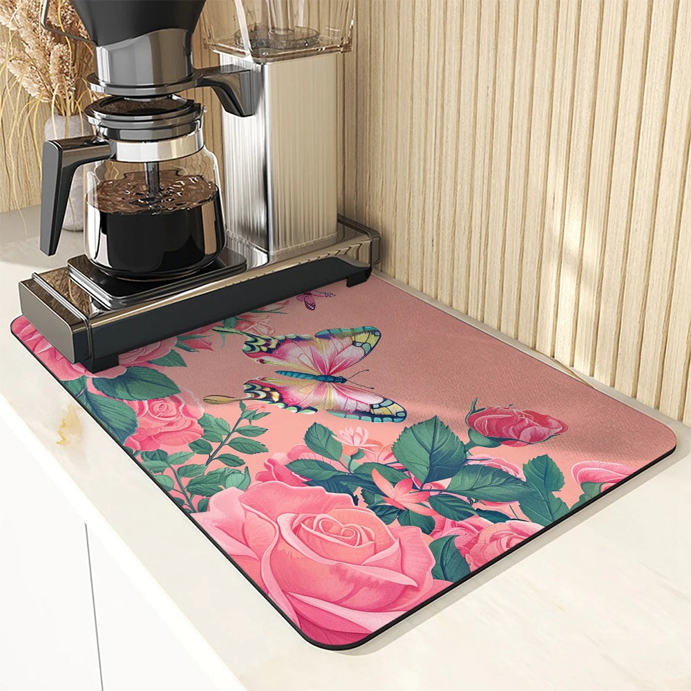 Große saugfähige Küchenmatte Blumen Rosen