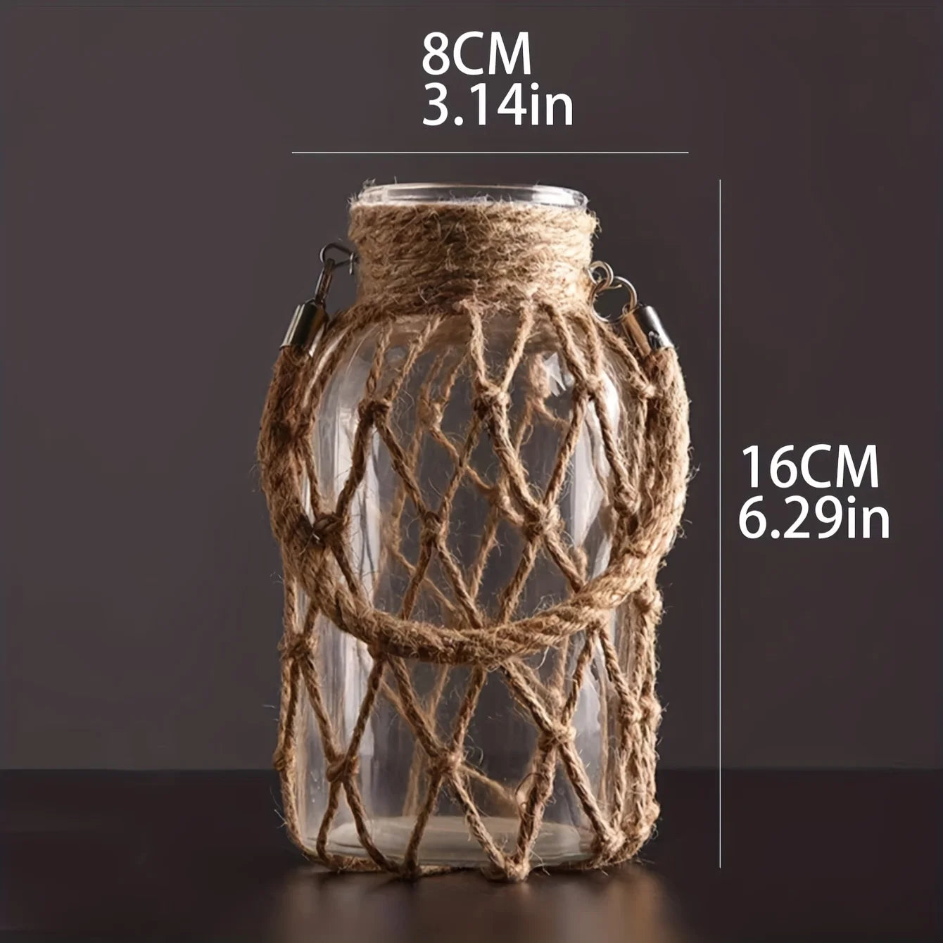 Retro hemp rope glass vase hand-woven country creative.