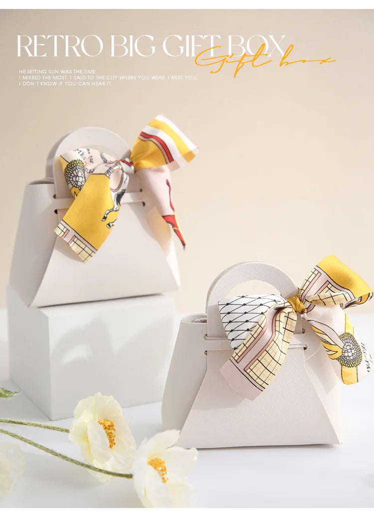 Große Geschenktüte aus Leder mit Schal für Hochzeitsfeiern, 10-teilige Geschenkverpackung.