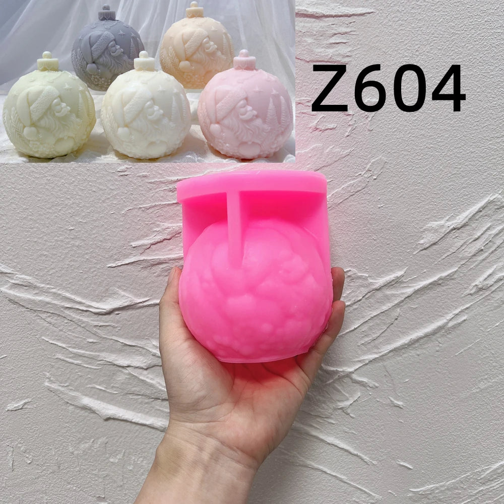 Stampo per candele in silicone a forma di palla, 5 modelli natalizi
