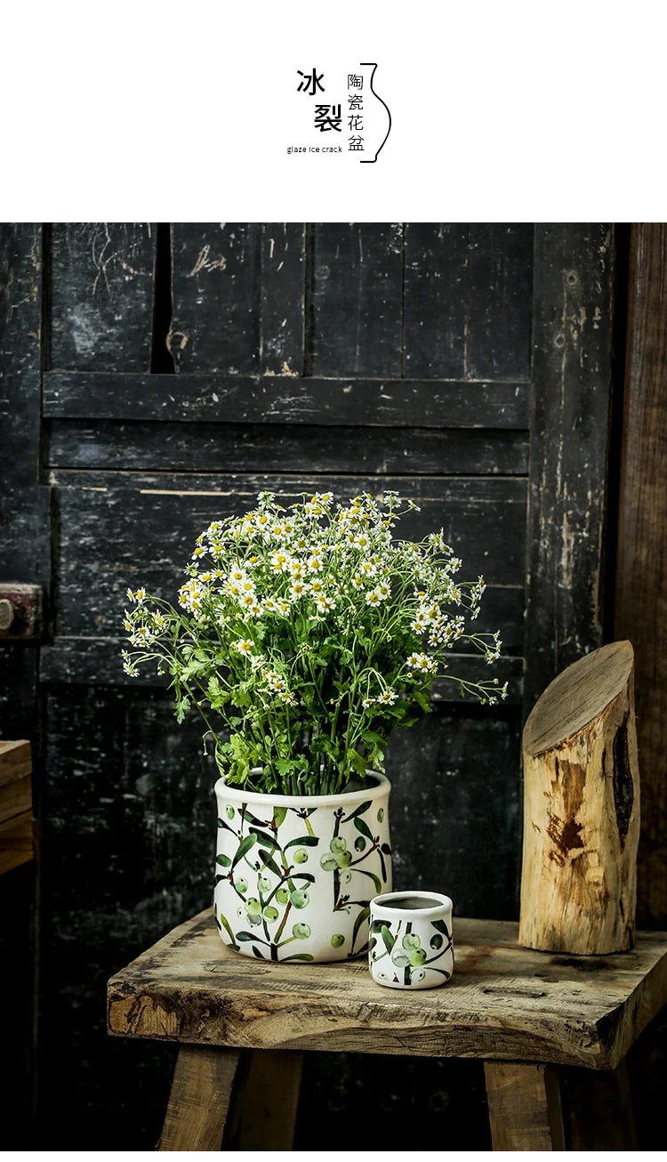 Grape flower pots ceramics indoor and outdoor pastoral style.