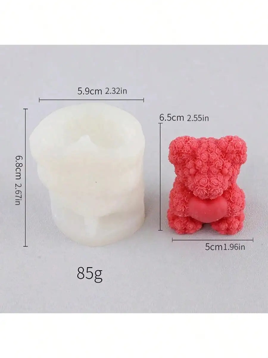 Heart-shaped rose bear mould for candle making