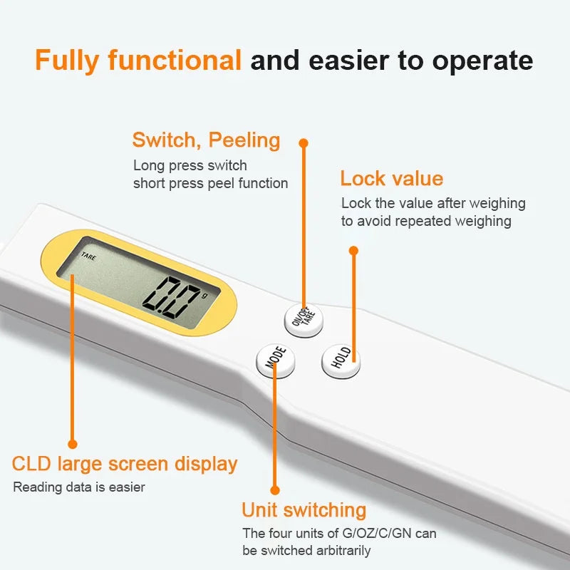 Mini-Digital-Küchenlöffelwaage, elektronische LCD-Lebensmittelwaage. Einzeln oder im 2er-Pack.
