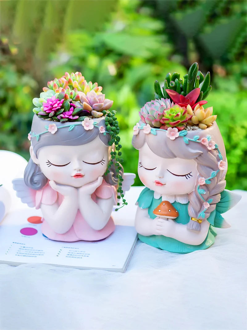 Fairy planter for succulents air plants - Resin Cute Girl Flower Pot.