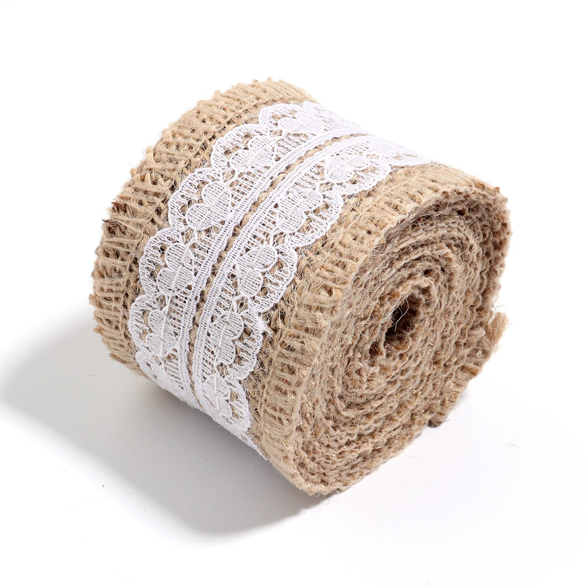 Natürliche Spitzenbänder aus Leinen und Jute, 2 Yards/Rolle.