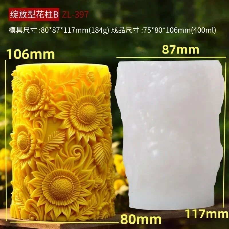 Silikonform Blume Lavendel Gips zylindrische Kerzenherstellung