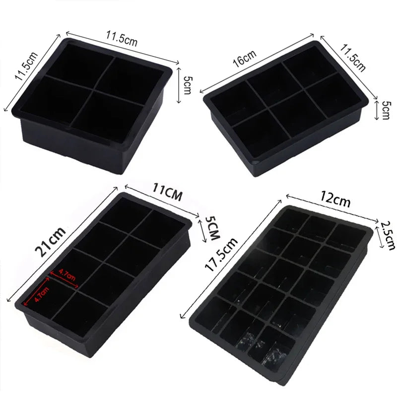 Silicone Ice Cube Molds  Home or Barware 4/6/8/15 Grids