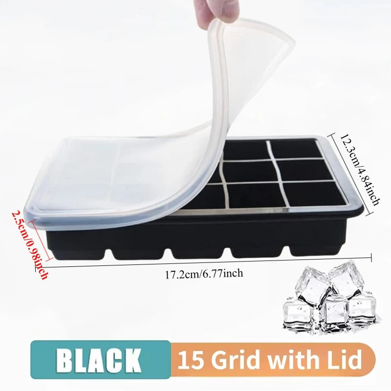 Stampi per cubetti di ghiaccio in silicone per la casa o per bar, 4/6/8/15 griglie