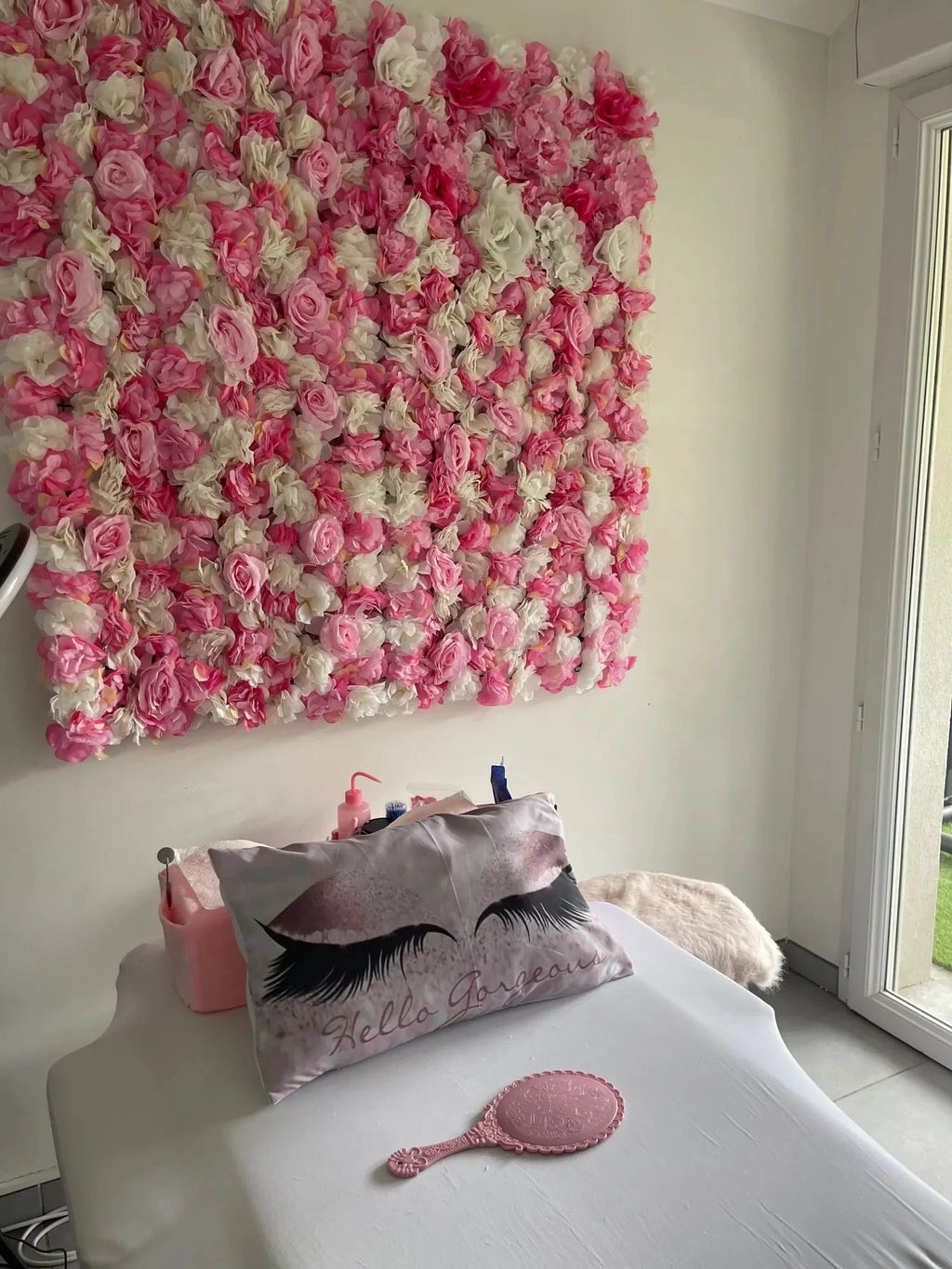 Pink Silk Rose Flower Wall Artificial Flower Backdrop Decor.