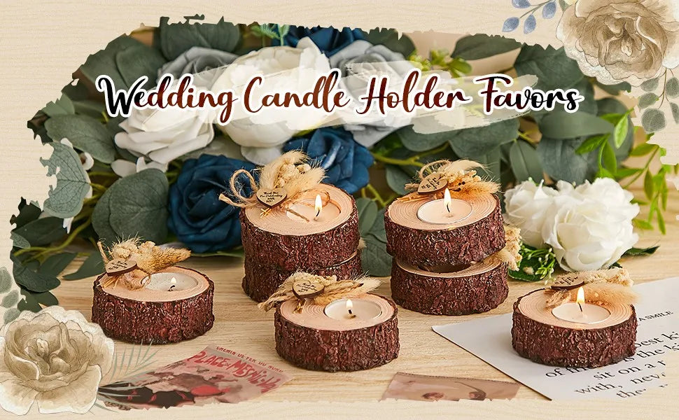 Gastgeschenk Kerzen Hochzeit Holz Teelicht Kerzenhalter 10/15/20 Stück Geschenke Party Favors