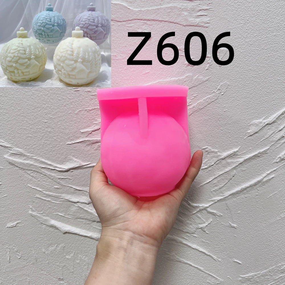Stampo per candele in silicone a forma di palla, 5 modelli natalizi