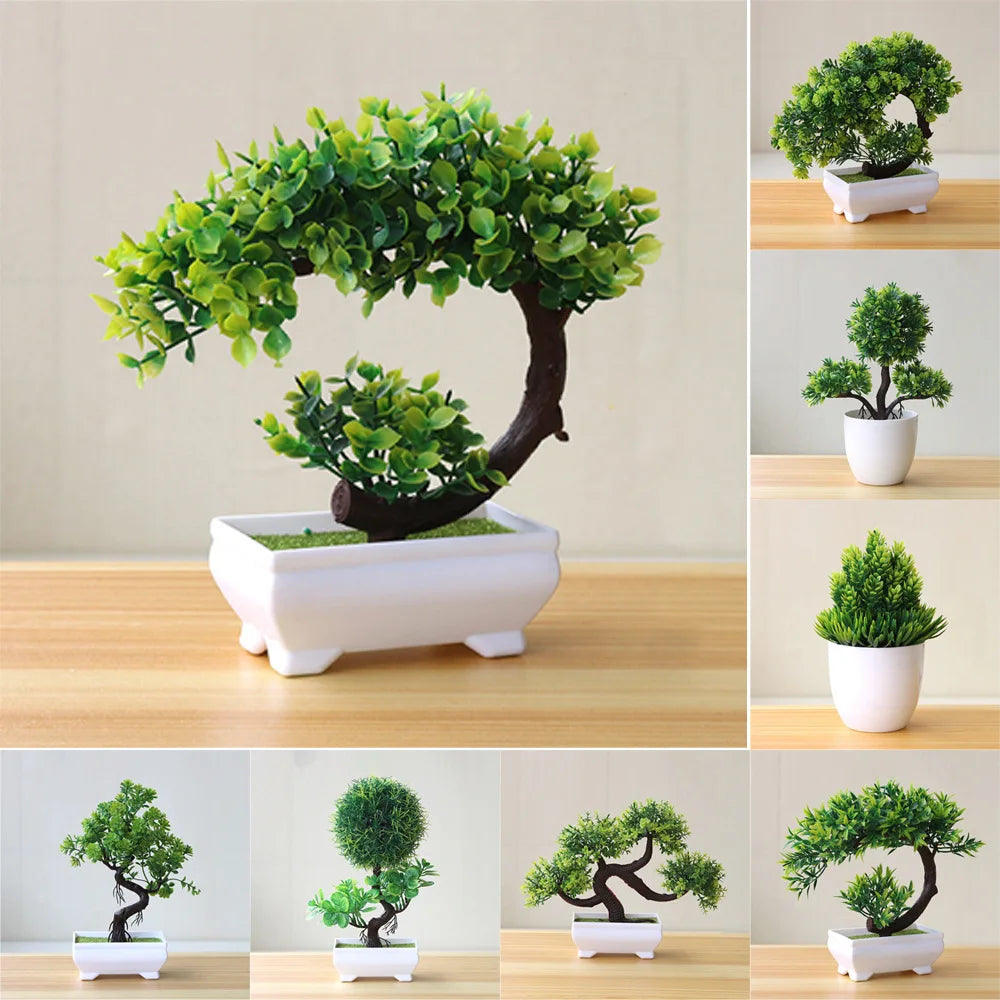 Small Tree Grass Flower Potted Bonsai Home Office Decor.