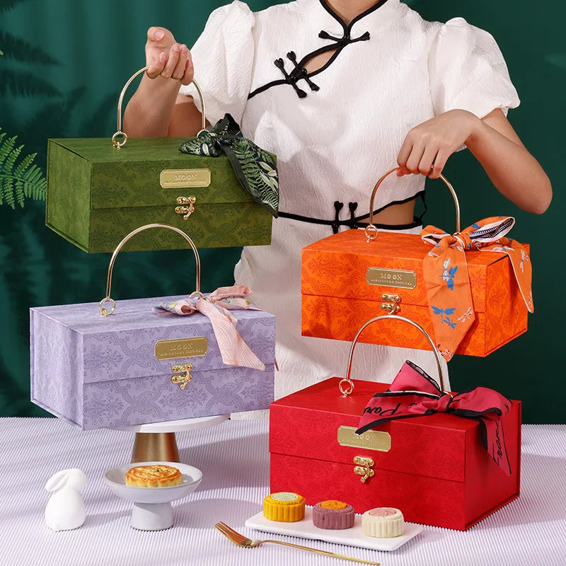 Metal Handheld Gift Box With Luxury Scarf.