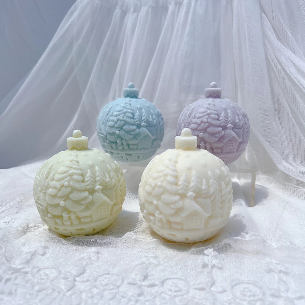 Stampo per candele in silicone a forma di palla, 5 modelli natalizi