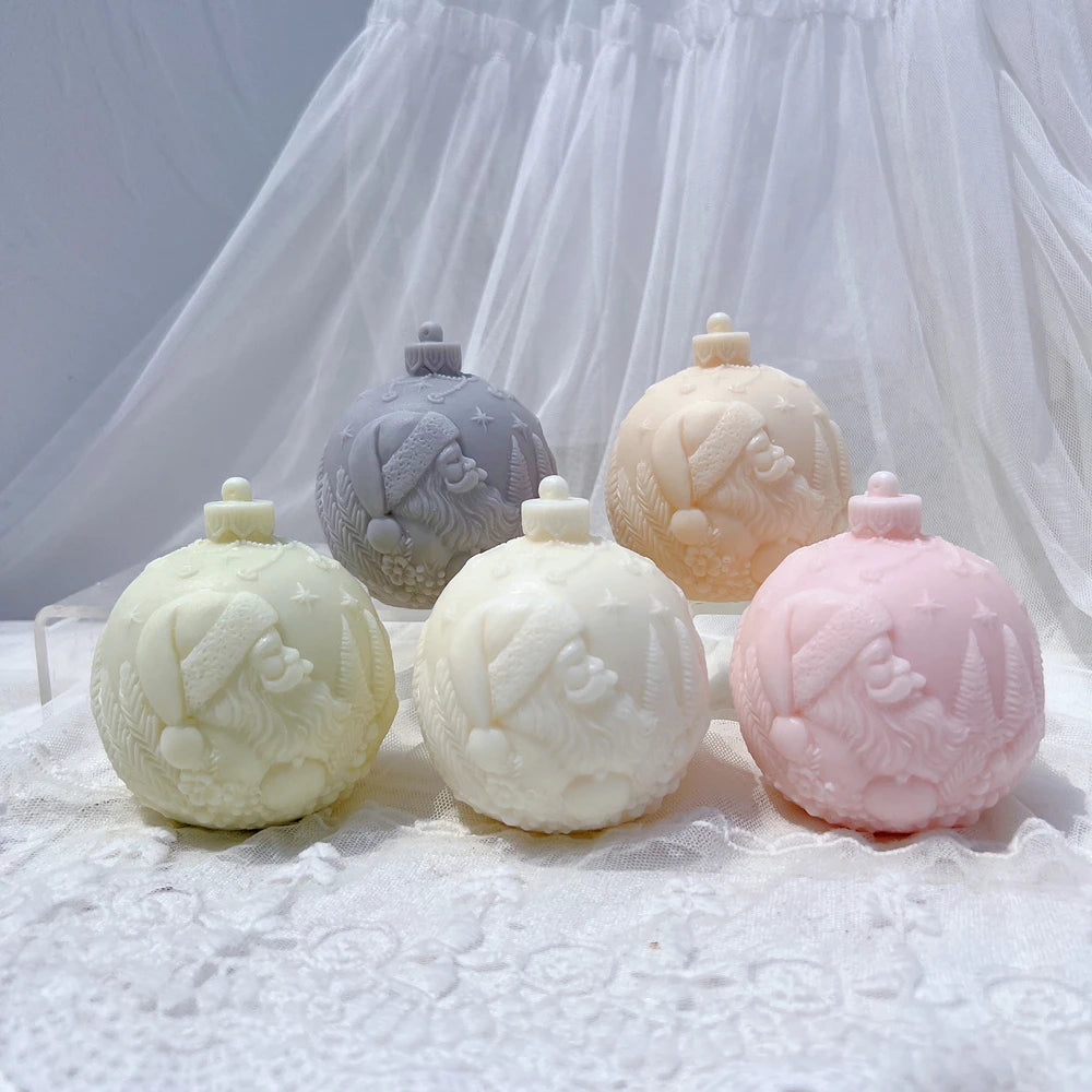 Stampo per candele in silicone a forma di palla, 5 modelli natalizi