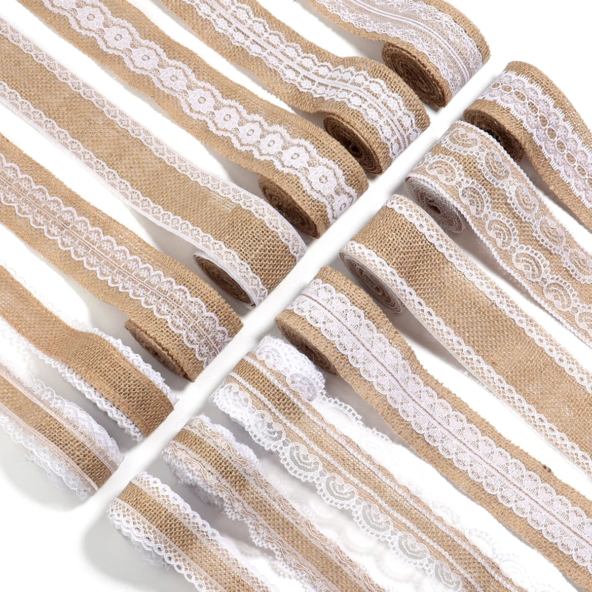 Natürliche Spitzenbänder aus Leinen und Jute, 2 Yards/Rolle.