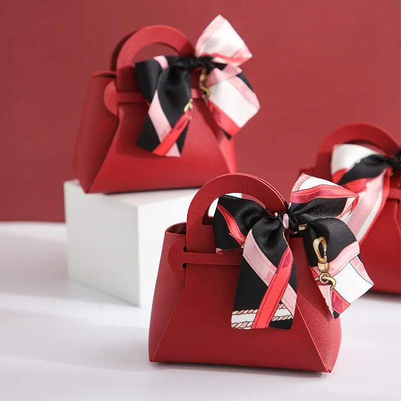 Große Geschenktüte aus Leder mit Schal für Hochzeitsfeiern, 10-teilige Geschenkverpackung.