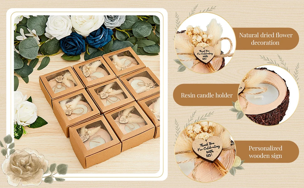 Gastgeschenk Kerzen Hochzeit Holz Teelicht Kerzenhalter 10/15/20 Stück Geschenke Party Favors