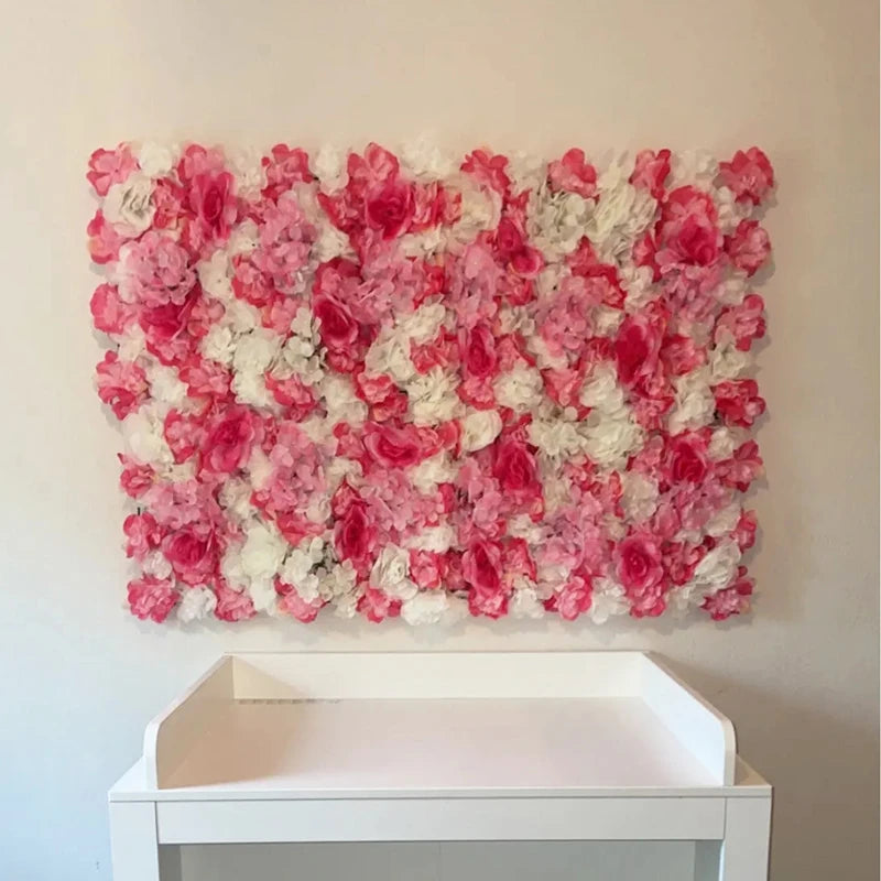 Pink Silk Rose Flower Wall Artificial Flower Backdrop Decor.