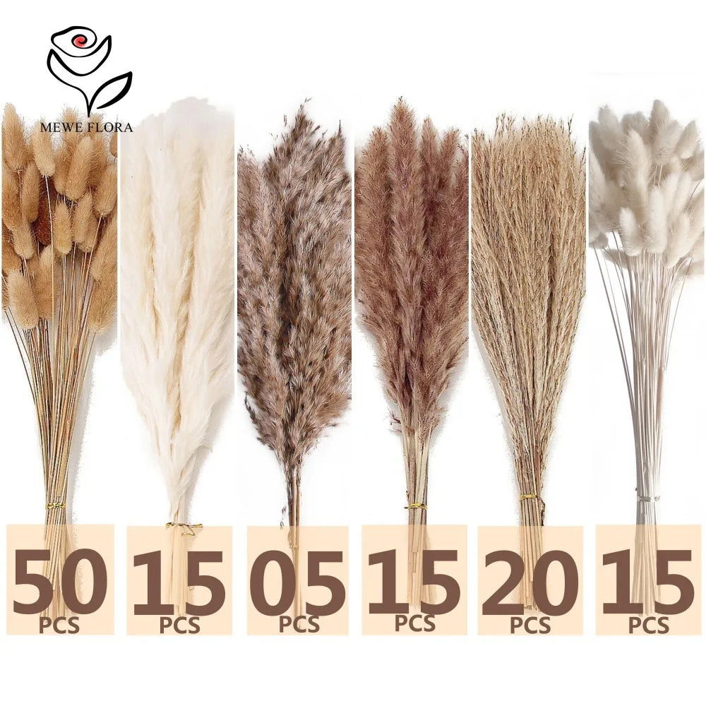 Fluffy Pampas Bunny Tail Grass Dried Artificial Flowers 120pcs