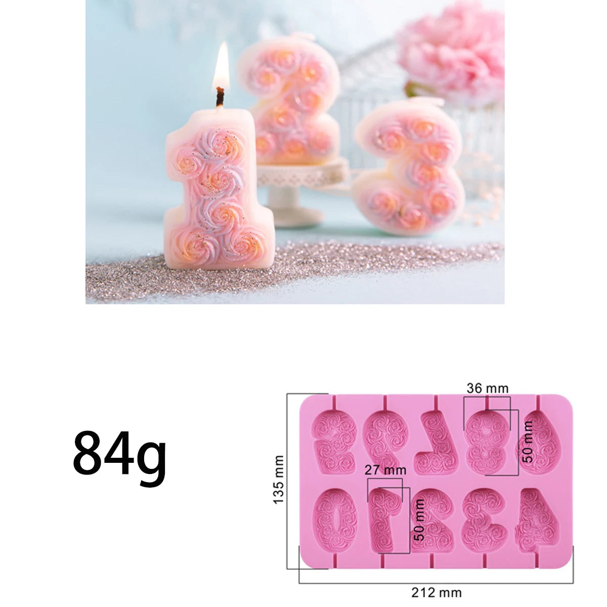 Handmade Rose Number Scented Candles Molds Making Supplies