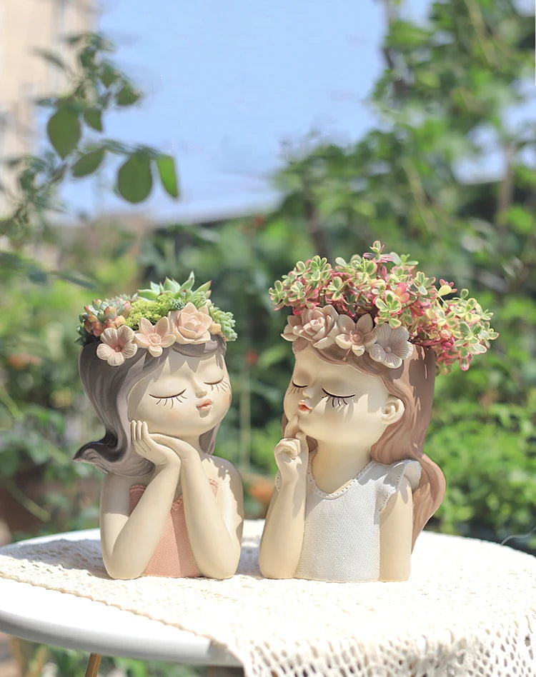 Fairy planter for succulents air plants - Resin Cute Girl Flower Pot.