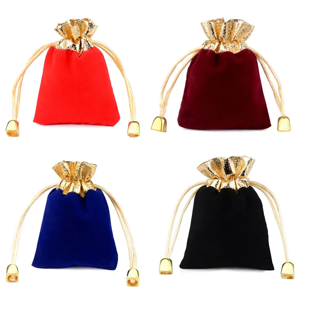 Gift Bag Drawstring Velvet Bags Gold Color Trim For Wedding