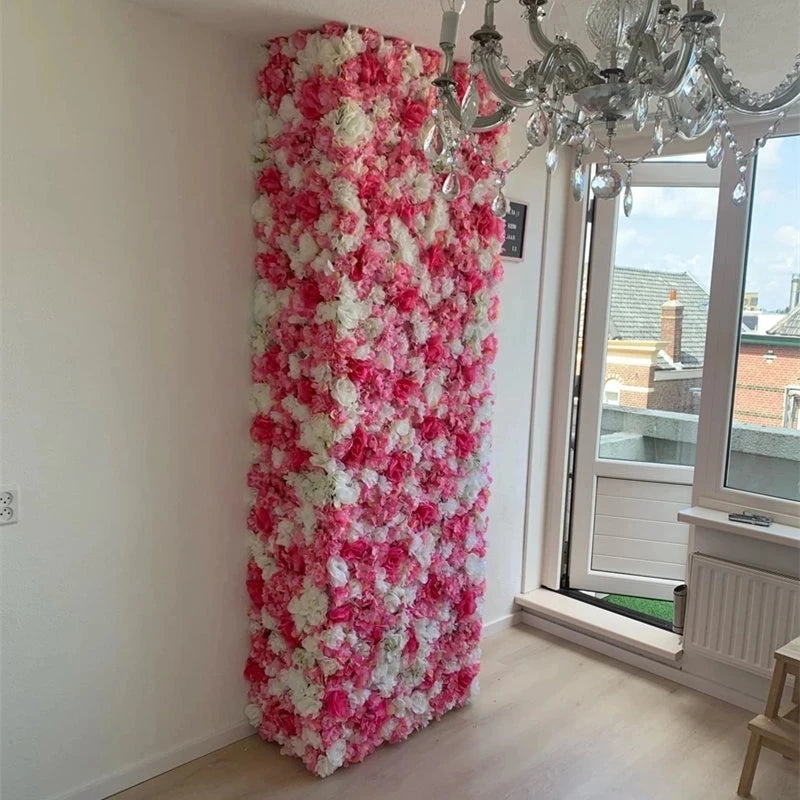 Pink Silk Rose Flower Wall Artificial Flower Backdrop Decor.