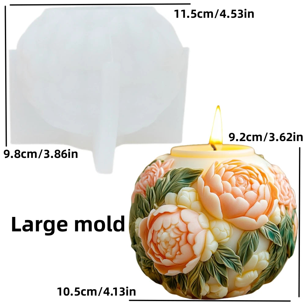 Große Pfingstrosenblumenkugel-Rosenkerzen-Silikonform