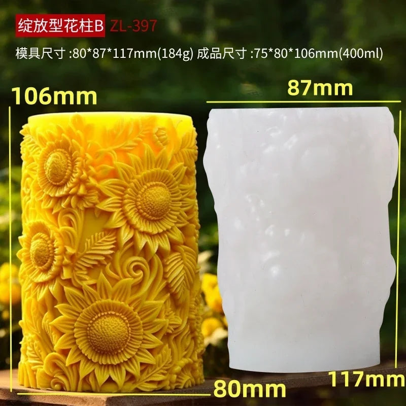 Silikonform Blume Lavendel Gips zylindrische Kerzenherstellung