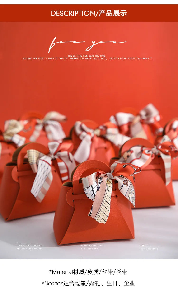 Große Geschenktüte aus Leder mit Schal für Hochzeitsfeiern, 10-teilige Geschenkverpackung.