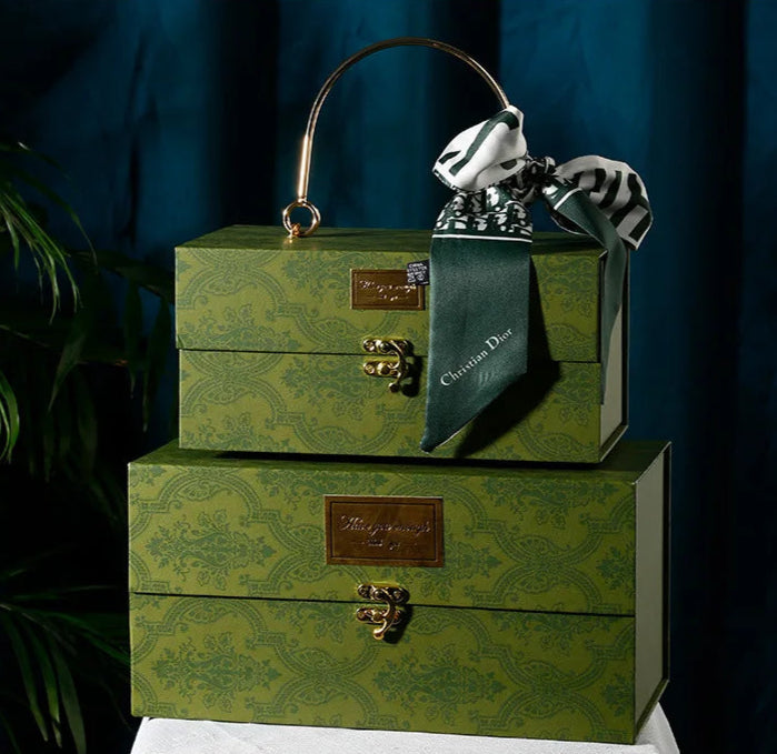 Metal Handheld Gift Box With Luxury Scarf.
