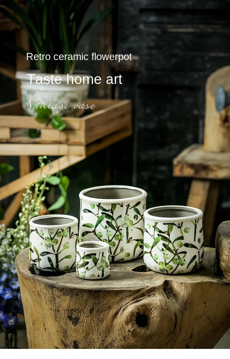 Grape flower pots ceramics indoor and outdoor pastoral style.