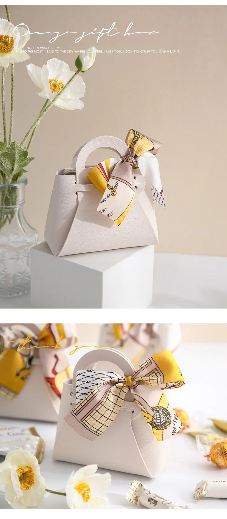 Große Geschenktüte aus Leder mit Schal für Hochzeitsfeiern, 10-teilige Geschenkverpackung.