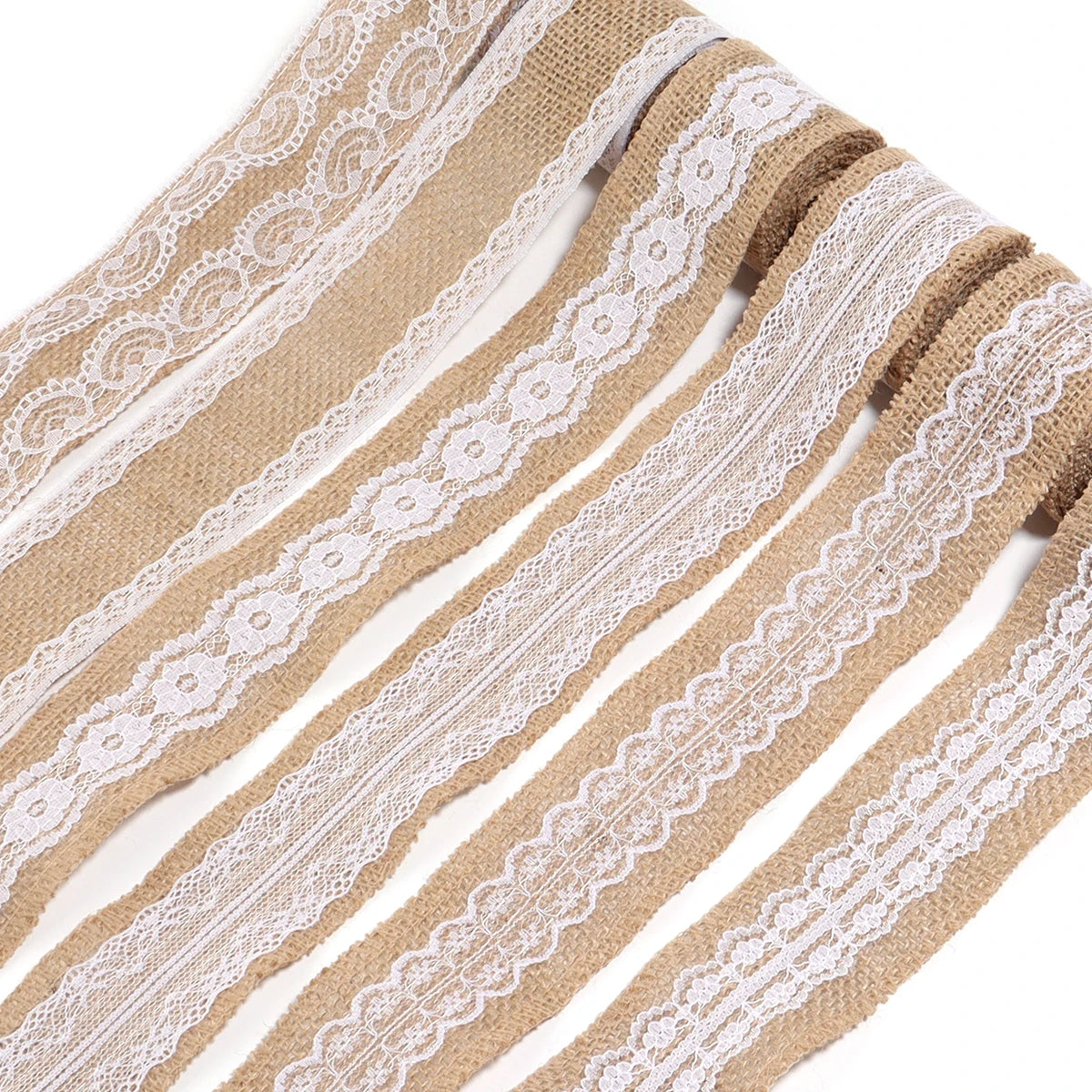Natürliche Spitzenbänder aus Leinen und Jute, 2 Yards/Rolle.