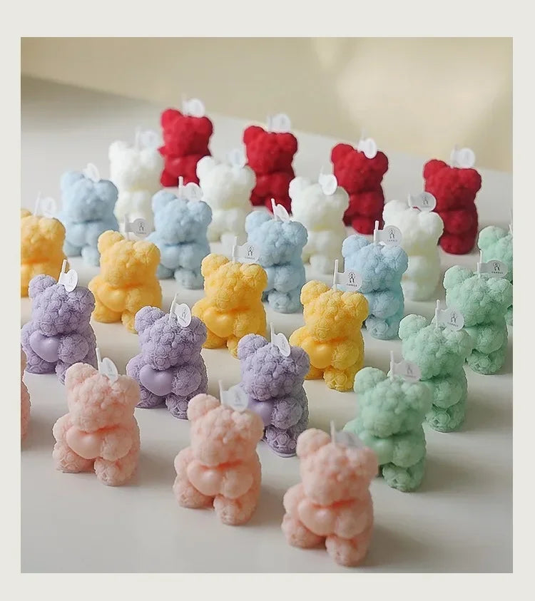 Candela Orso Romantica e Carina, Cera di Soia, Aromaterapia, Piccola, Profumata