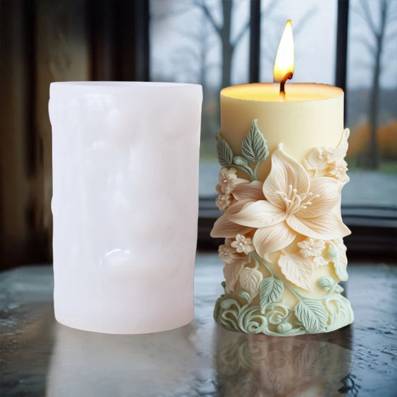 Silikonform Blume Lavendel Gips zylindrische Kerzenherstellung